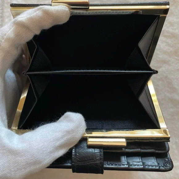 Givenchy Authentic Vintage Black Logo Textured Compact Wallet with Gold Hardware - Picture 10 of 16